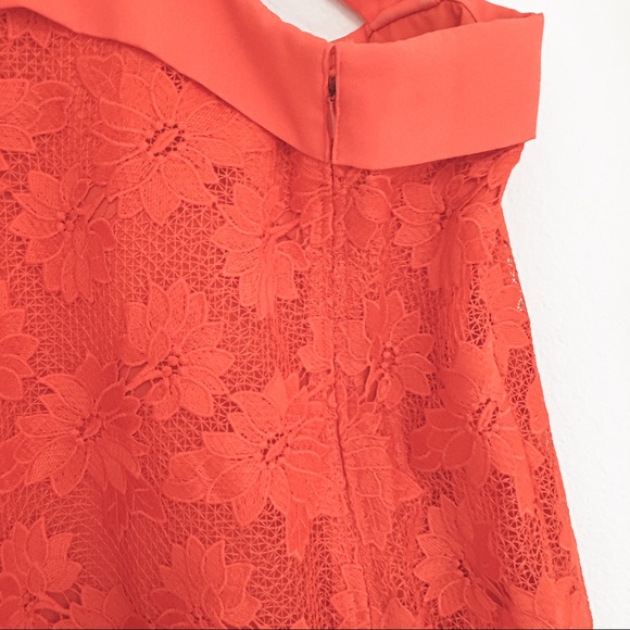 Banana Republic Sleeveless V-Bank Lace Floral Mini Orange Dress Size 0 - Picture 4 of 8